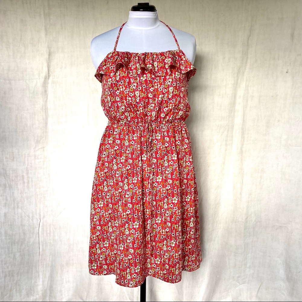 Floral Halter Sleeveless Sundress Bombshell Ruffle